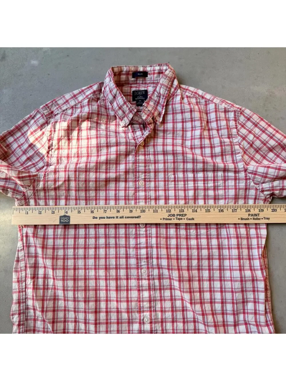 J.Crew Button-Up Shirt Slim Fit Flex Washed Pink and White Plaid